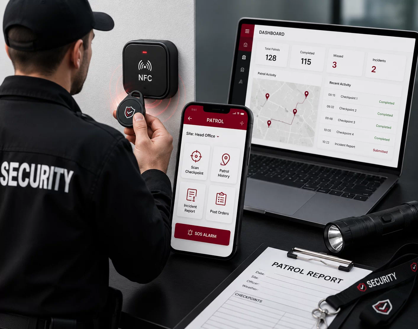 Guard patrol monitoring device